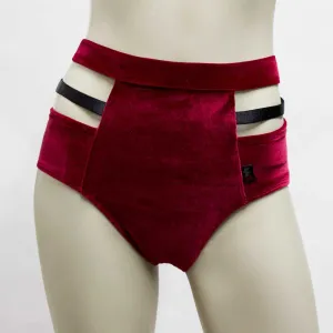 High Waisted Monroe Cutout Sexy Short- Cherry Red Velvet