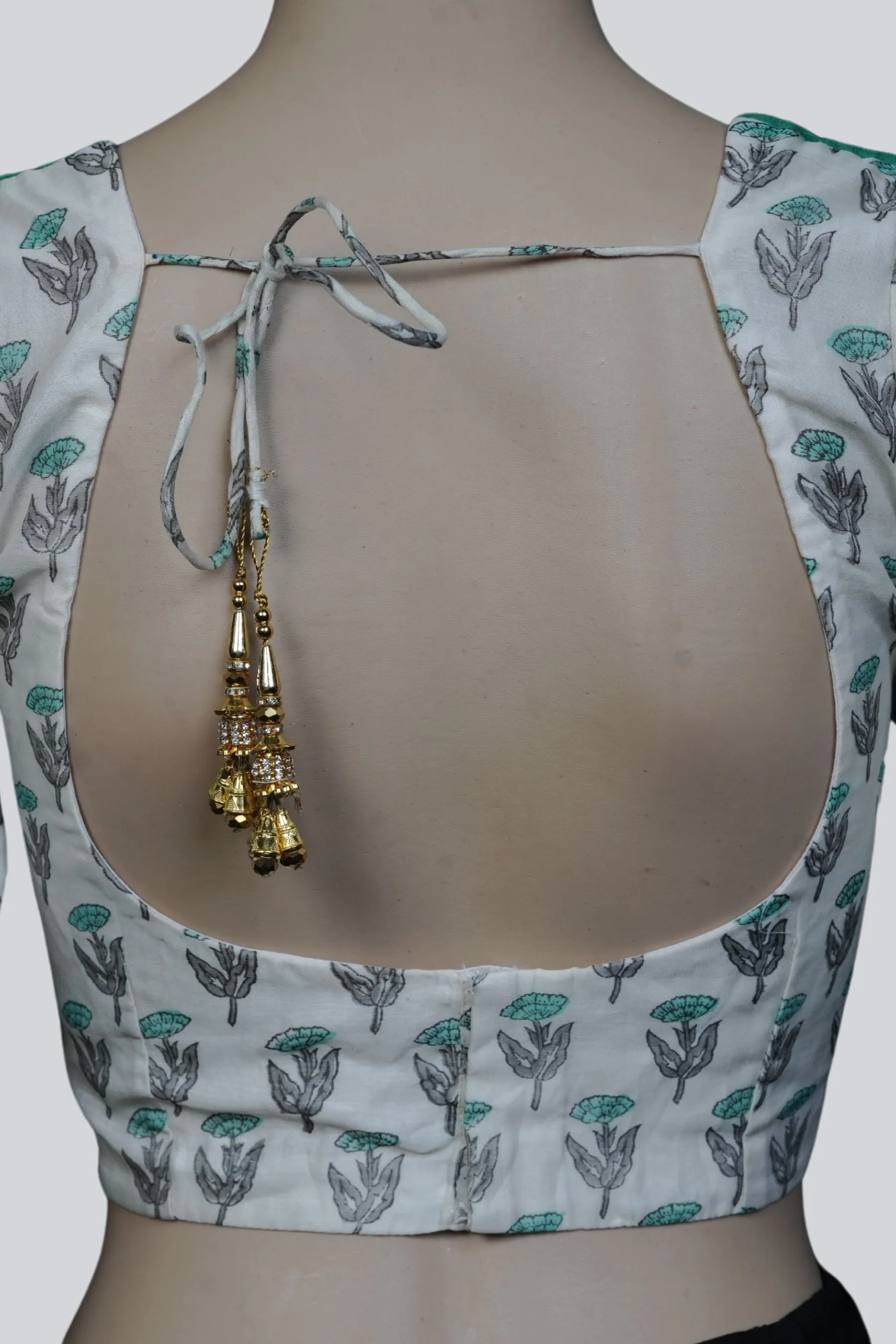 JCS Exclusive Cotton Designer Blouse with Pad, Back Open and Tassels