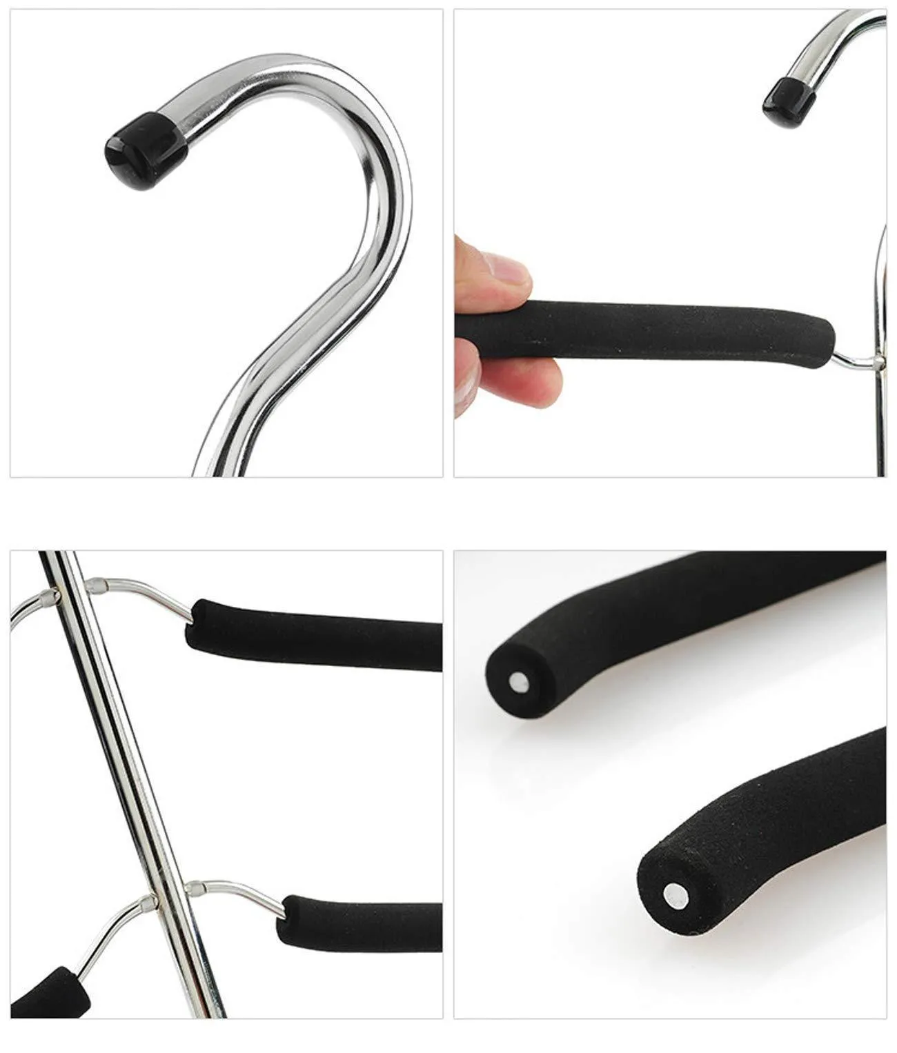 JERY Clothes Hangers Multi Layer Clothes Rack Closet Multifunctional Hanger Seamless Slip-Resistant Clothes Hanging Household Hangers (Black)