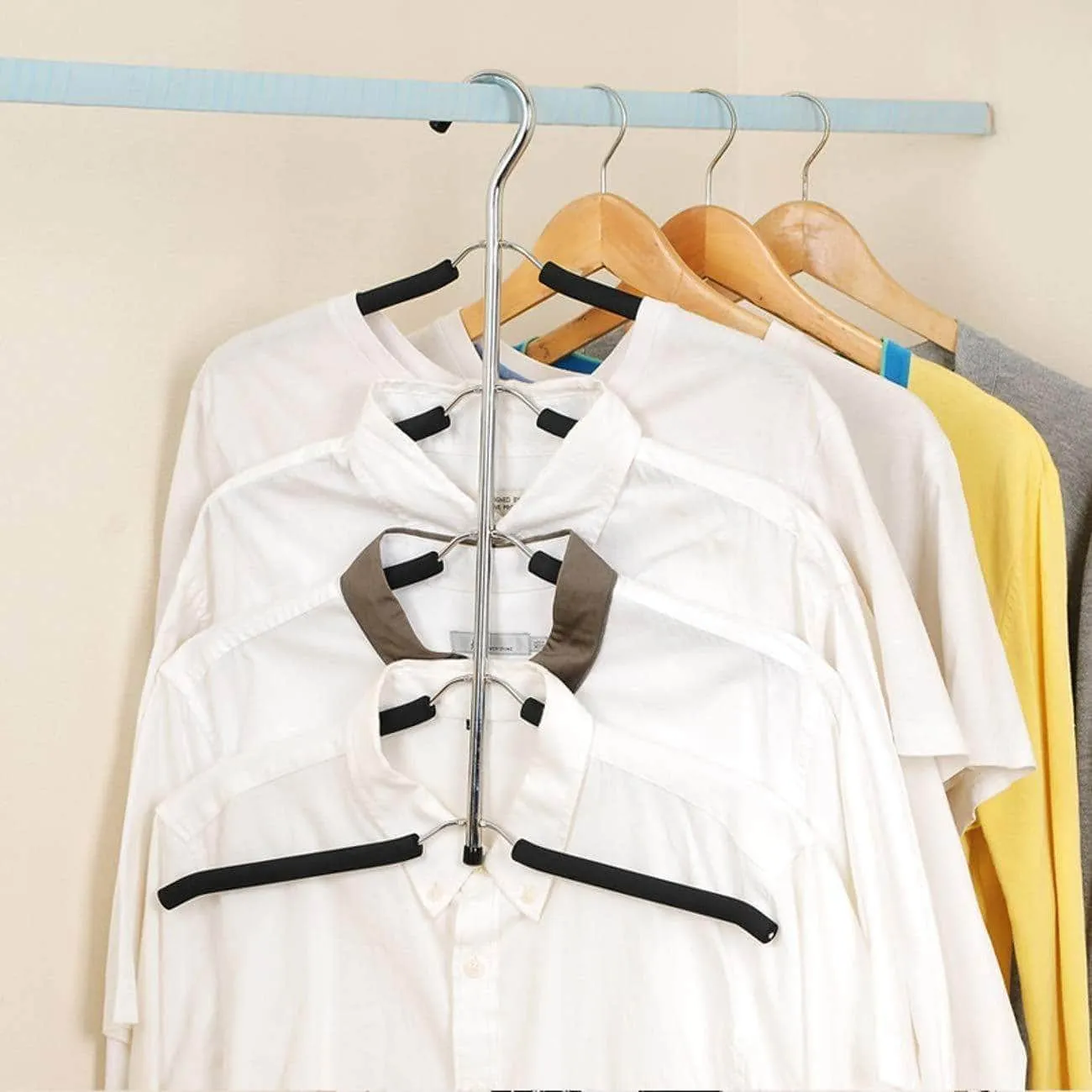 JERY Clothes Hangers Multi Layer Clothes Rack Closet Multifunctional Hanger Seamless Slip-Resistant Clothes Hanging Household Hangers (Black)