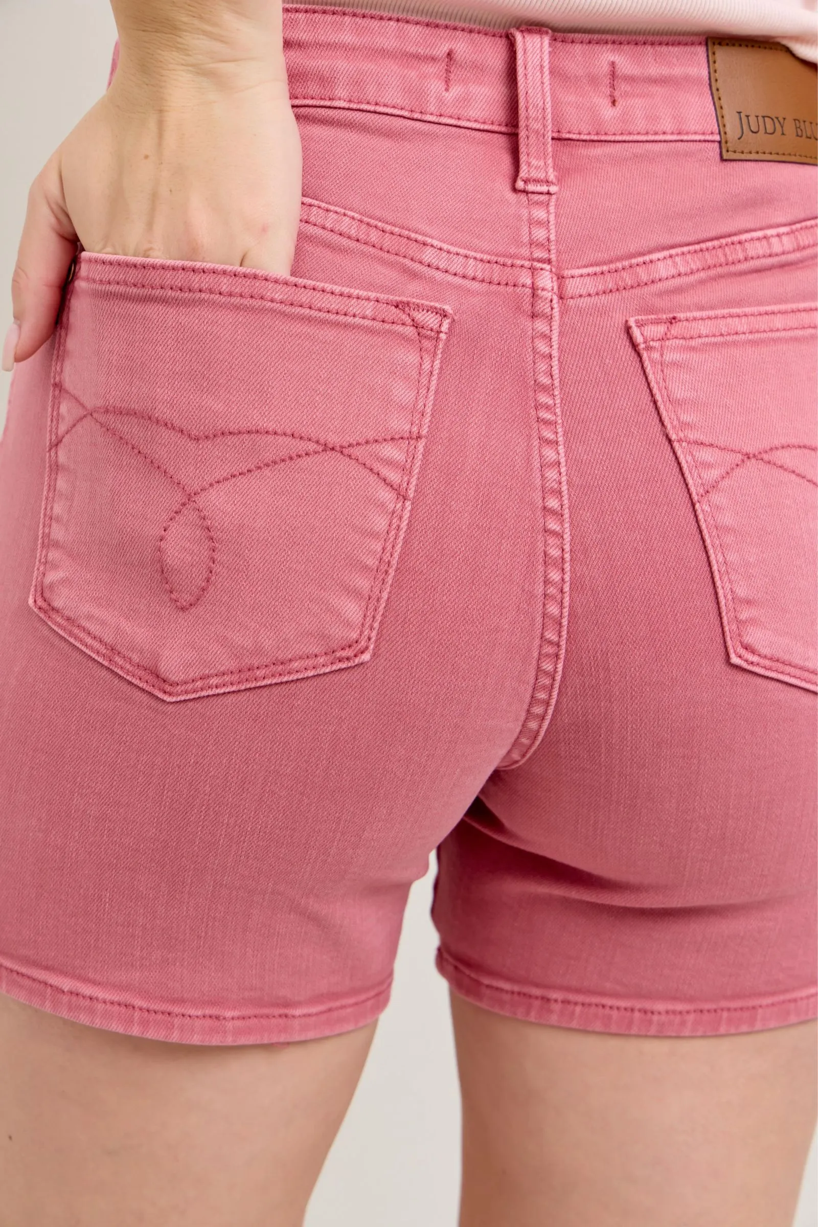 Judy Blue High Waist Rose Garment Dyed Shorts