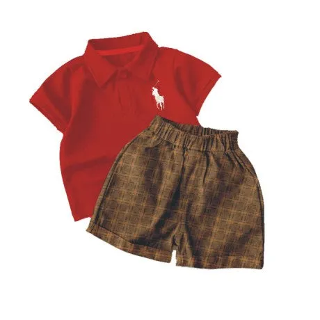 Kids polo Boys Short Sleeve T-Shirt Short Sets Toddler Summer Cotton Outfits
