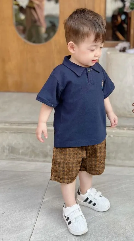 Kids polo Boys Short Sleeve T-Shirt Short Sets Toddler Summer Cotton Outfits