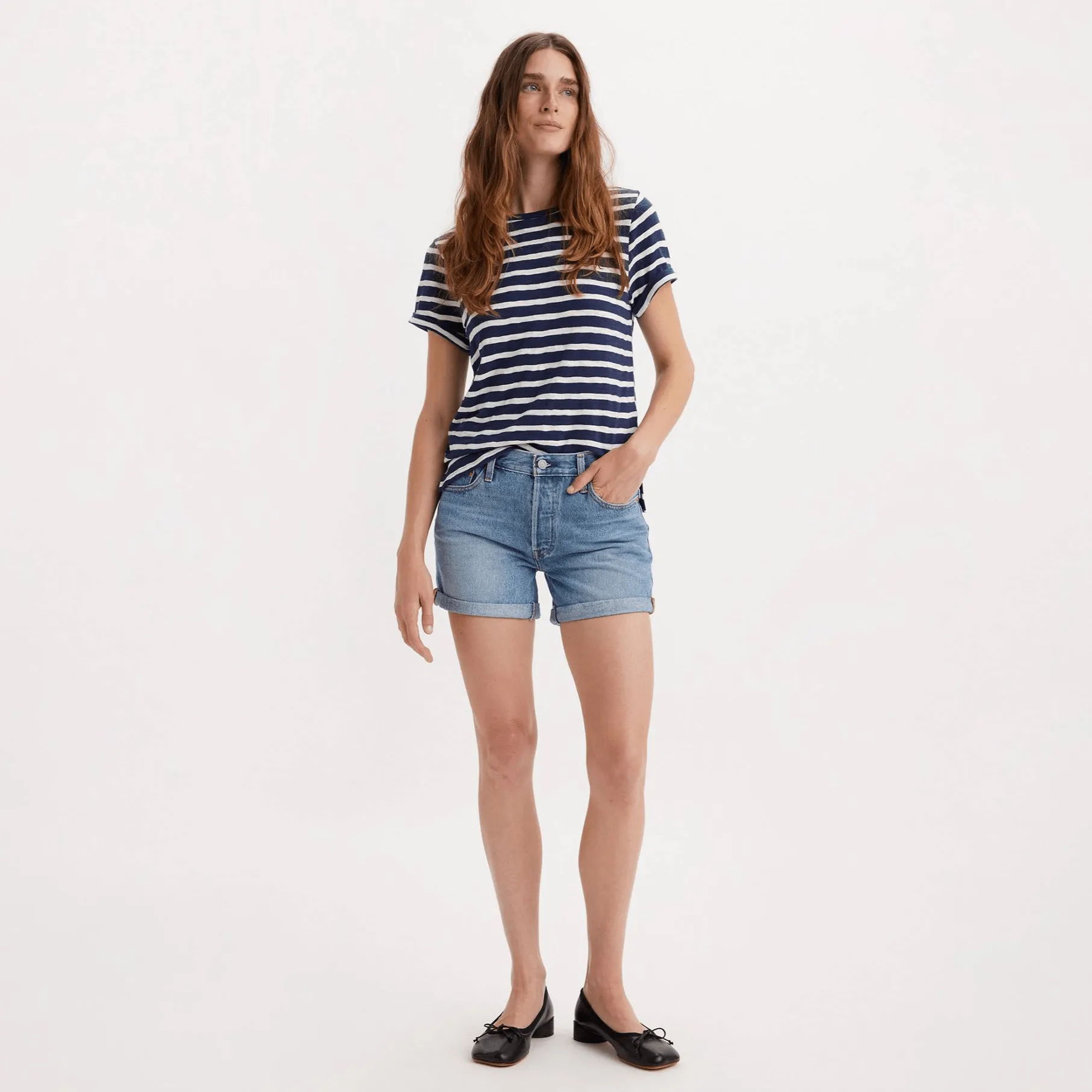 Levi's 501 Rolled Short In Blue