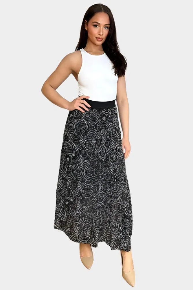 Lightweight Boho Print Chiffon Skirt