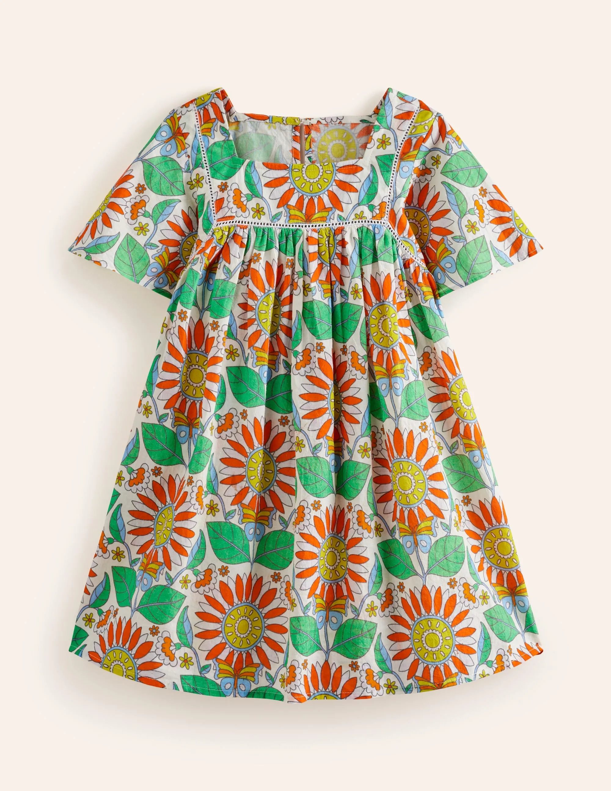 Lightweight Holiday Dress-Multi Daisy Vine