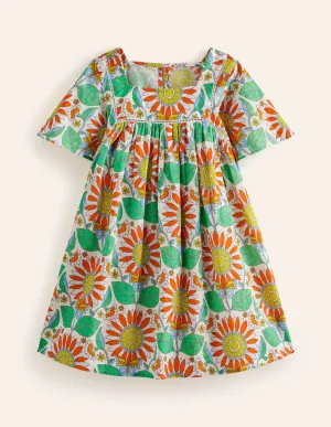 Lightweight Holiday Dress-Multi Daisy Vine