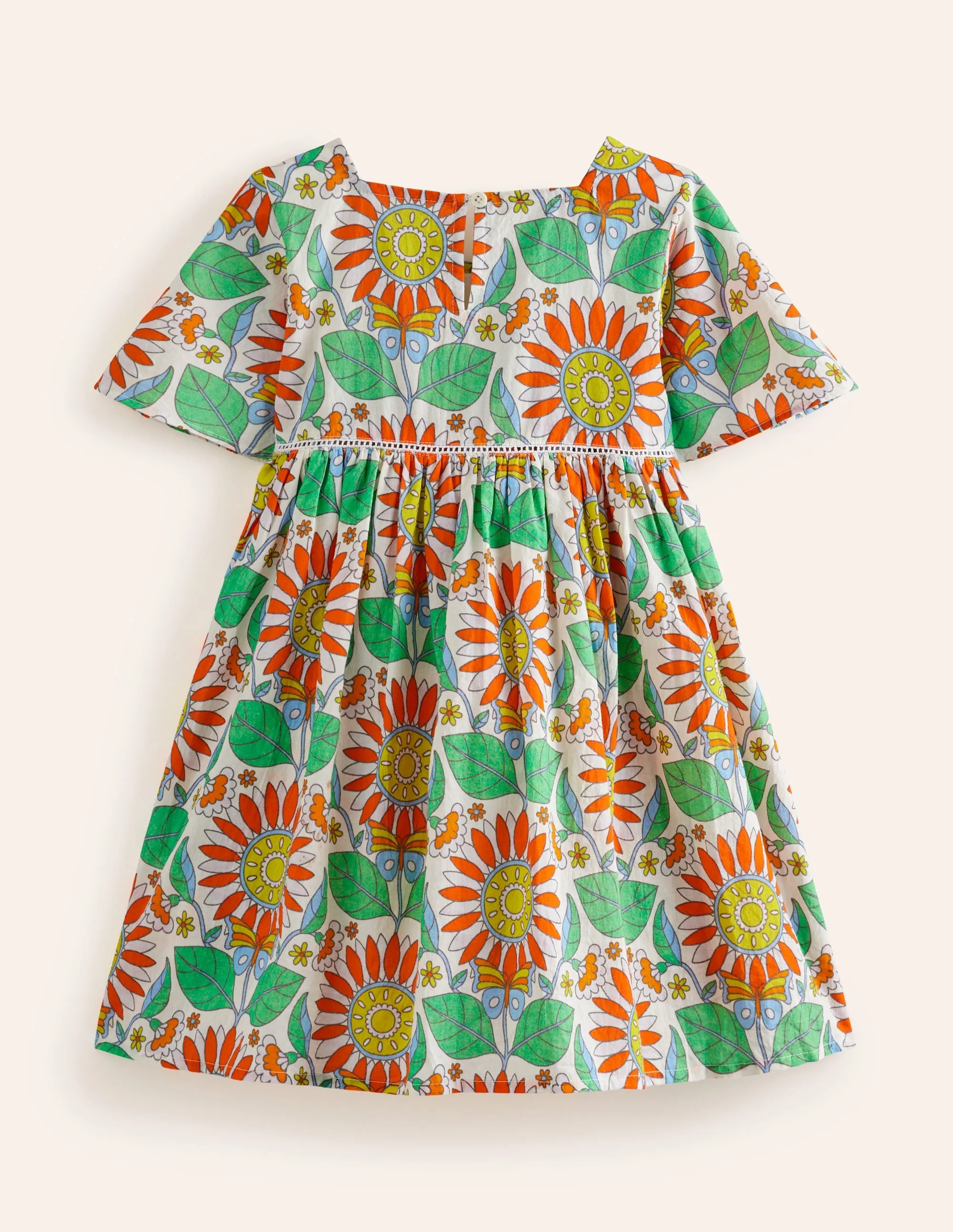 Lightweight Holiday Dress-Multi Daisy Vine