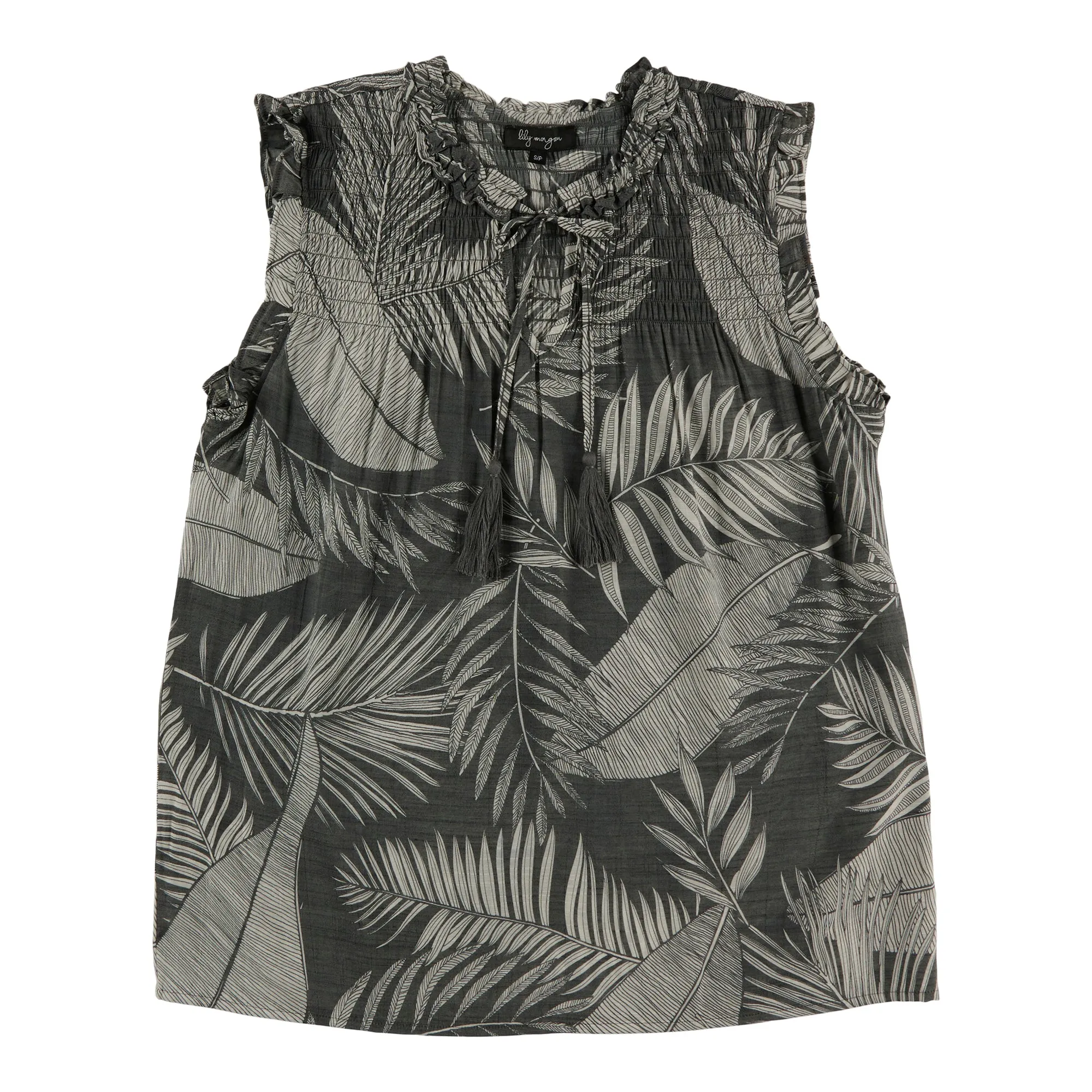 lily morgan Women's Tropical Smocked Front Blouse