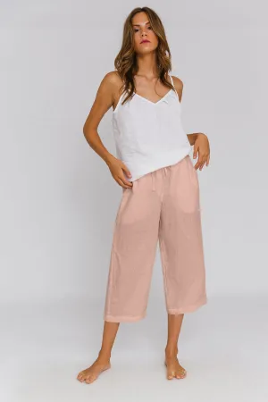 Linen Bermuda shorts for women nude - Carla