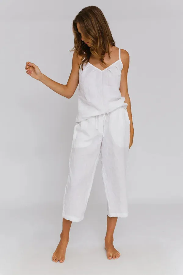 Linen Bermuda shorts for women nude - Carla