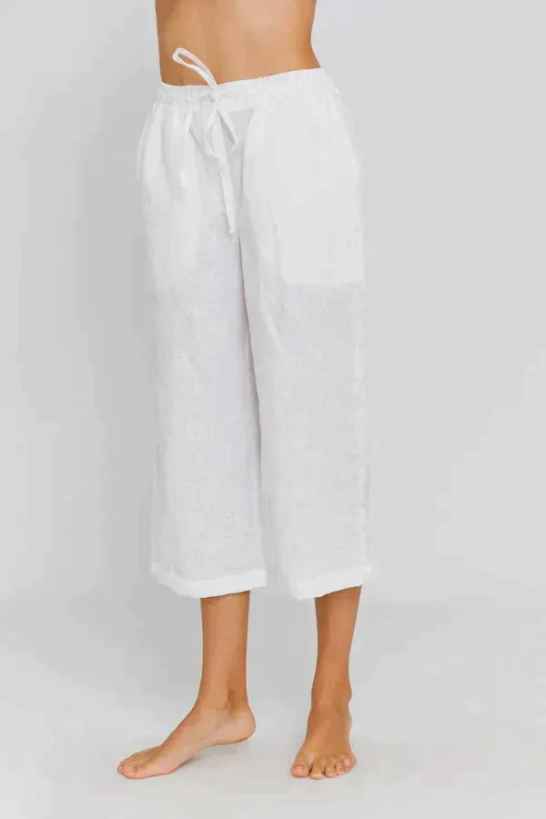 Linen Bermuda shorts for women nude - Carla