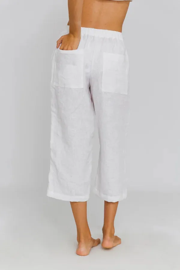 Linen Bermuda shorts for women nude - Carla
