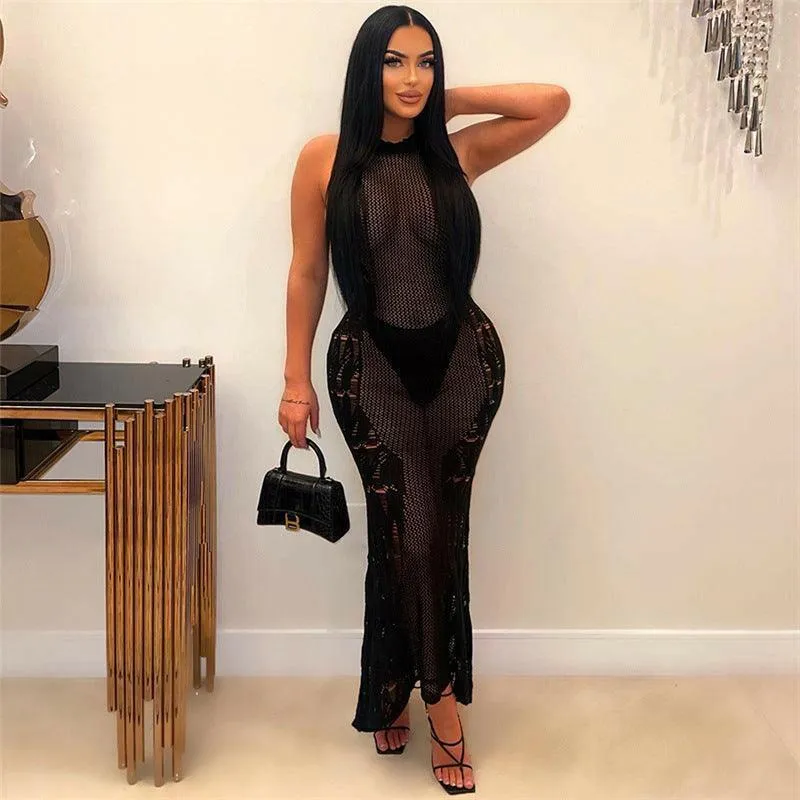 Léna Sleeveless long Dress-Black-FINAL SALE