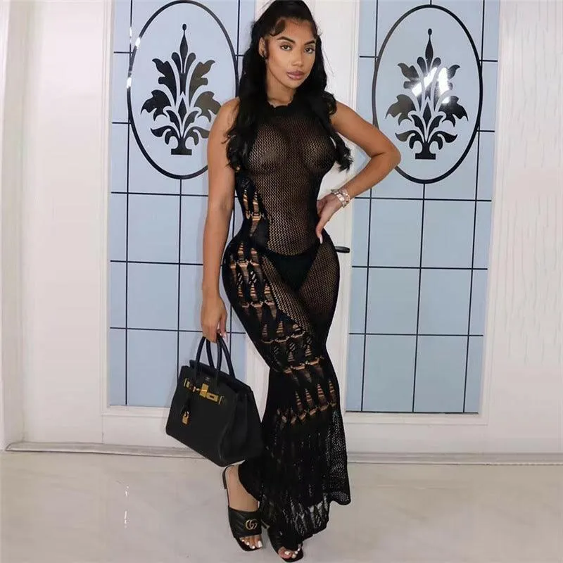 Léna Sleeveless long Dress-Black-FINAL SALE