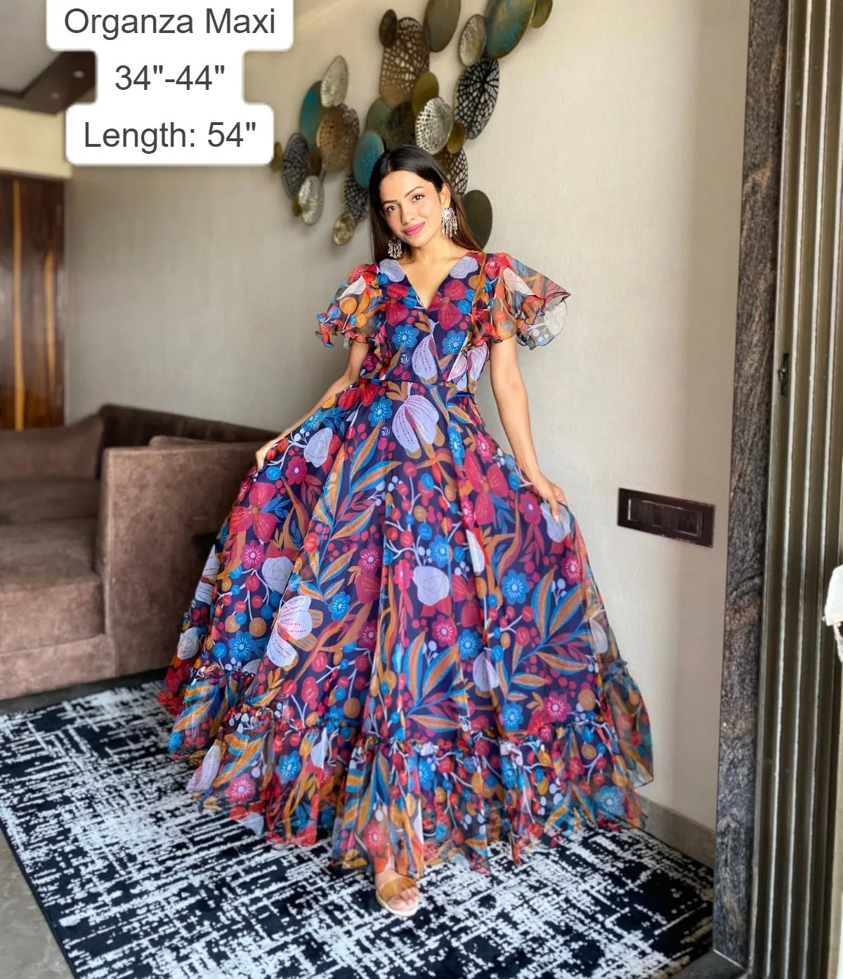 Lodha floral organza dress