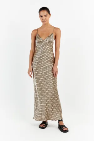 LOU SWIRL SATIN MAXI DRESS