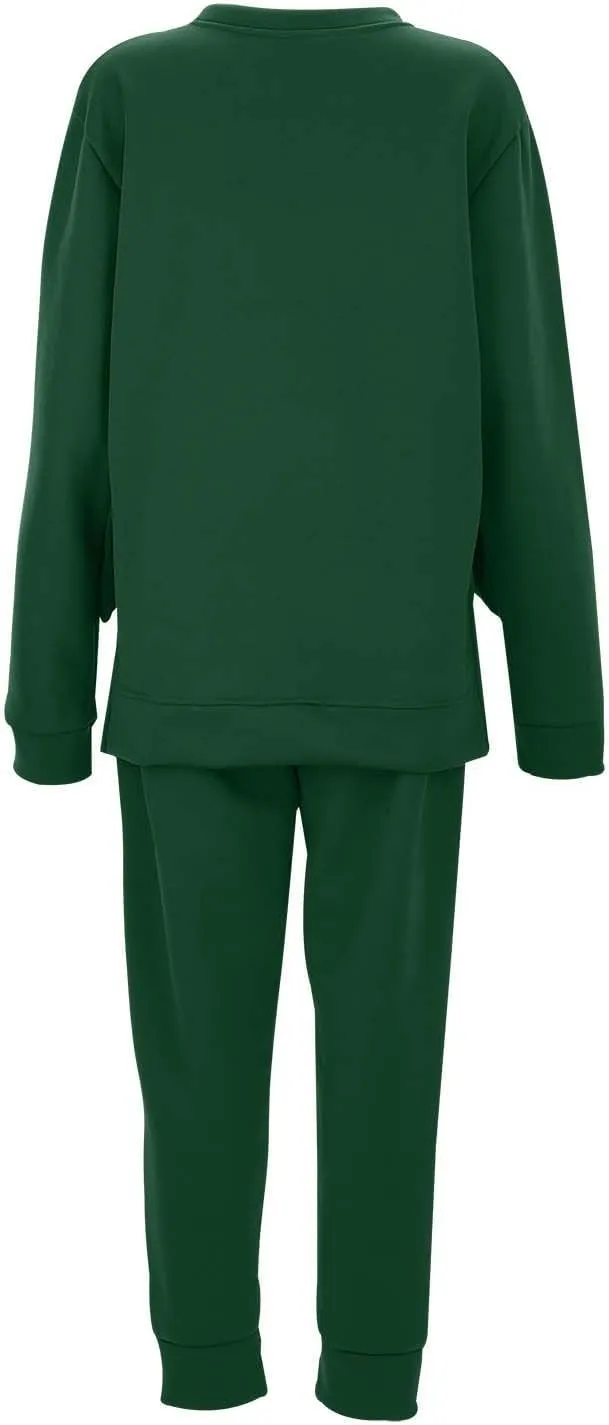 Lounge Sets for Women 2024 Long Sleeve V Neck Cute Sweatsuit Two Piece Travel Outfits Sweatsuits Sweatsuits