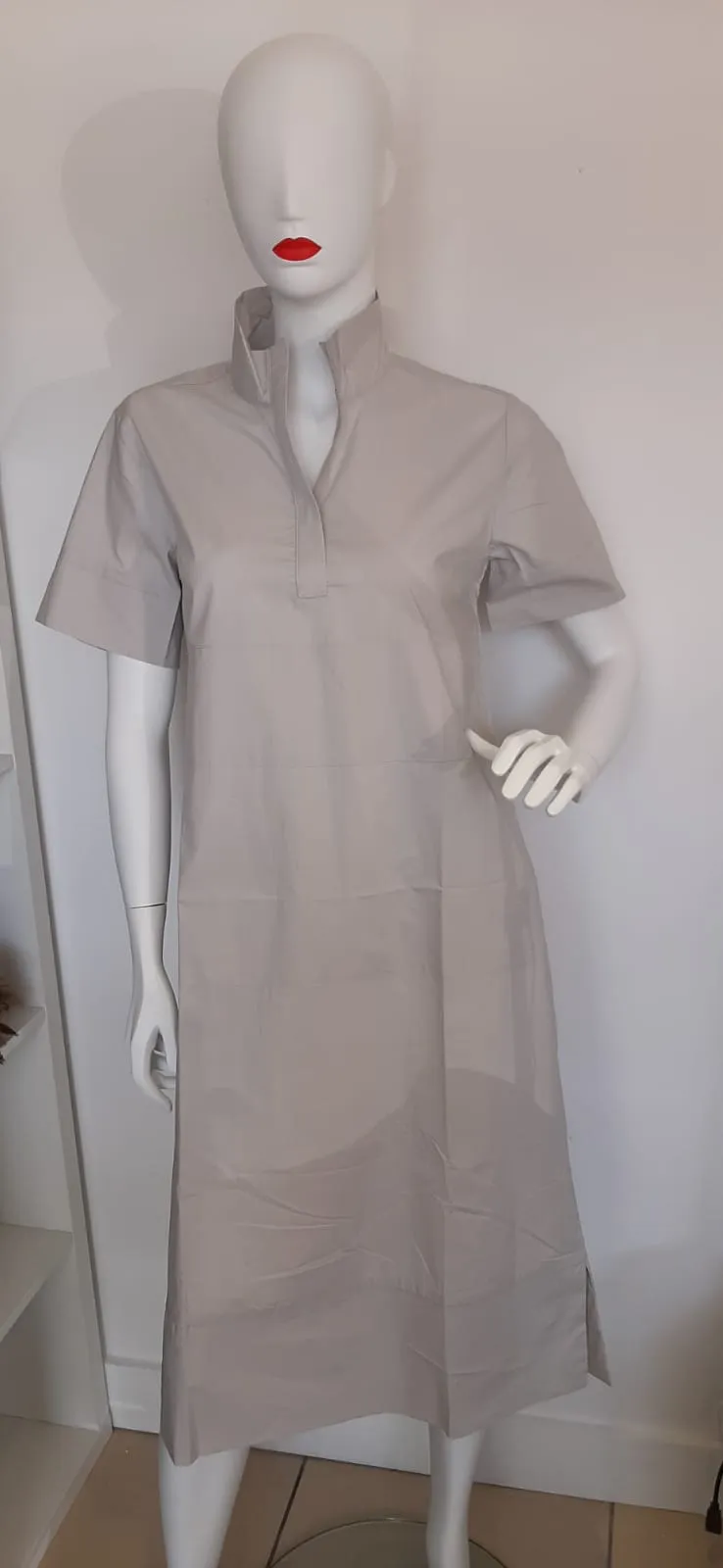 Mandarin Collar Pinafore-Style Dress