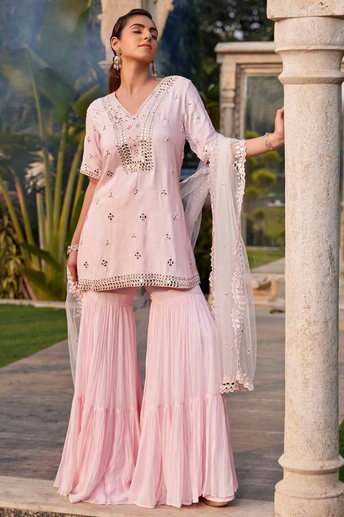 Mirror Work Embroidered Kurta Set