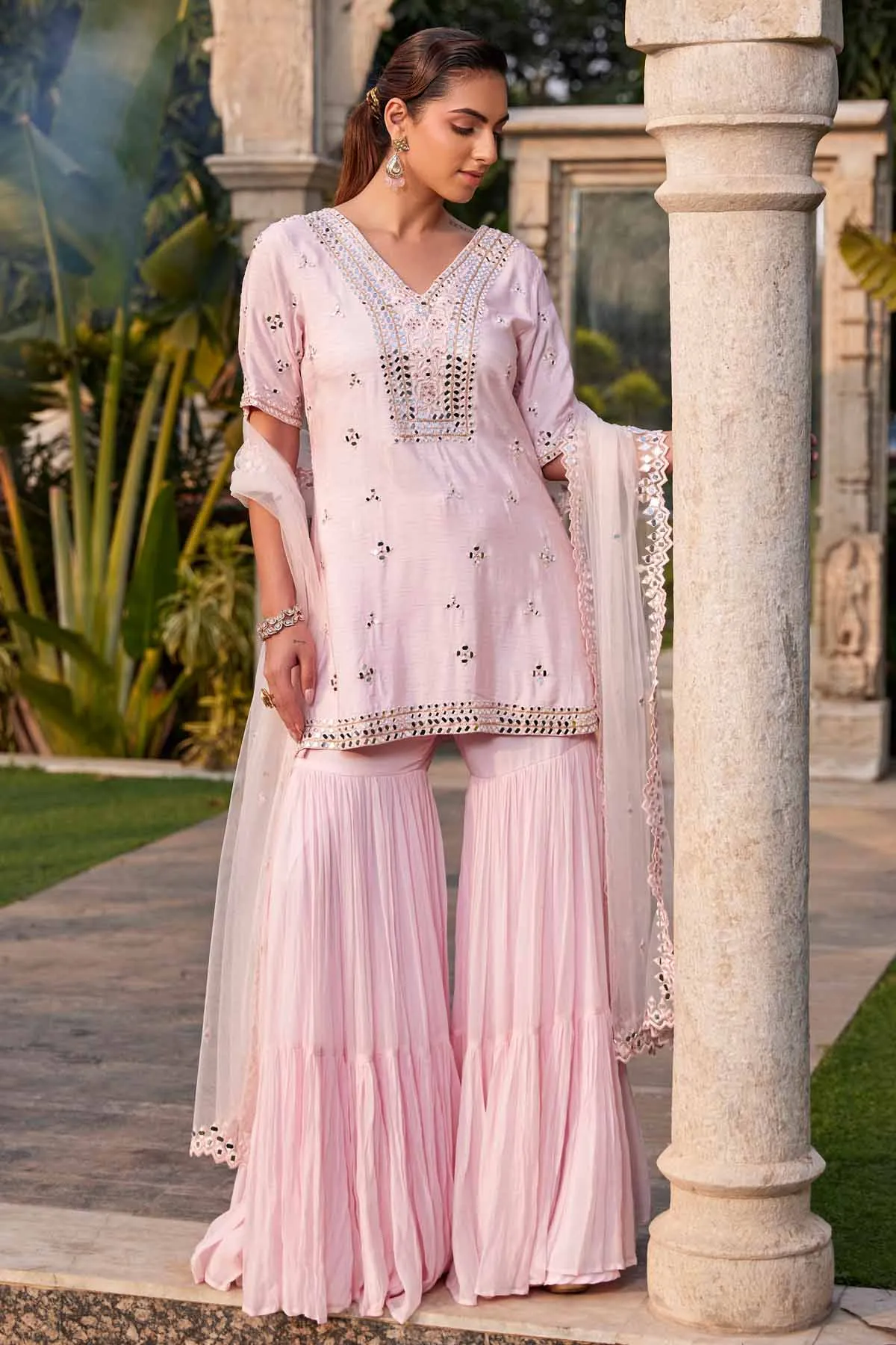 Mirror Work Embroidered Kurta Set