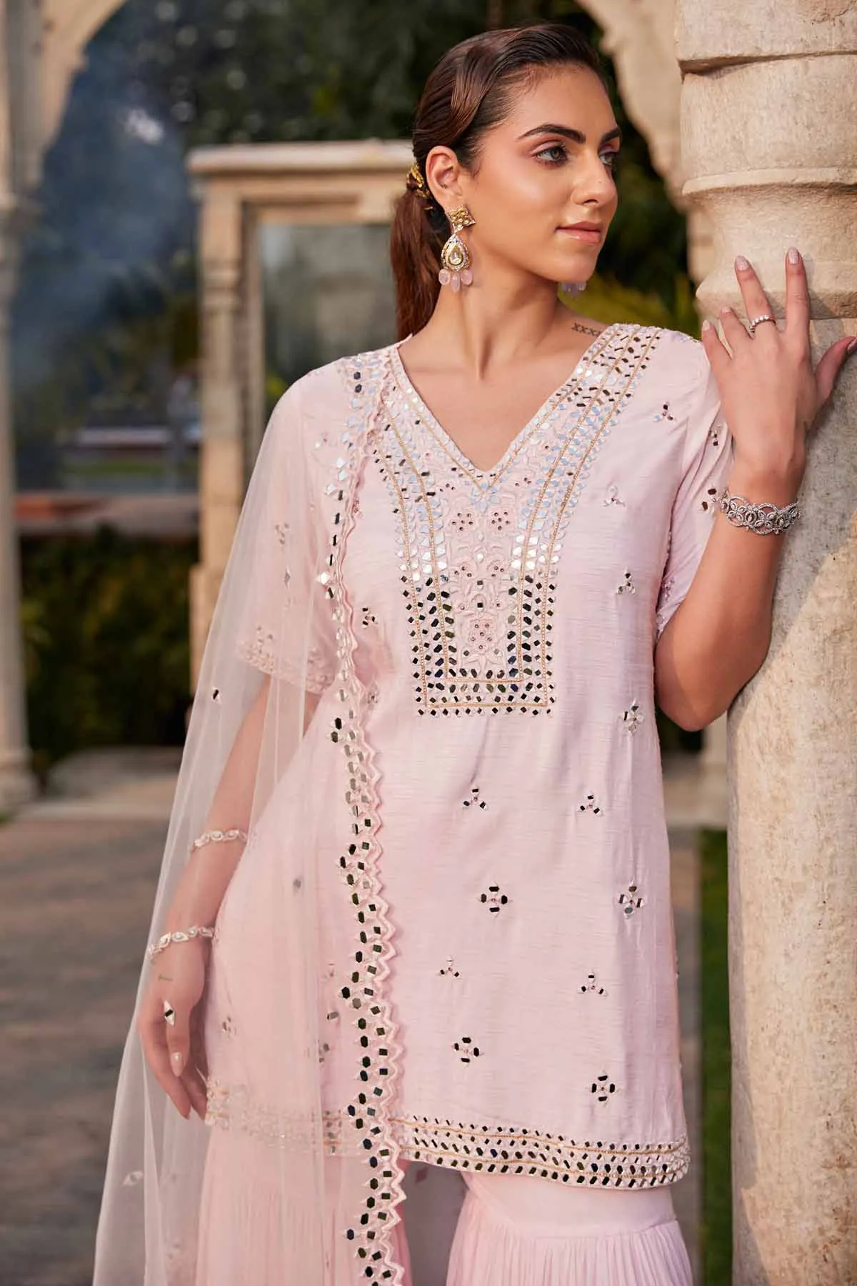 Mirror Work Embroidered Kurta Set
