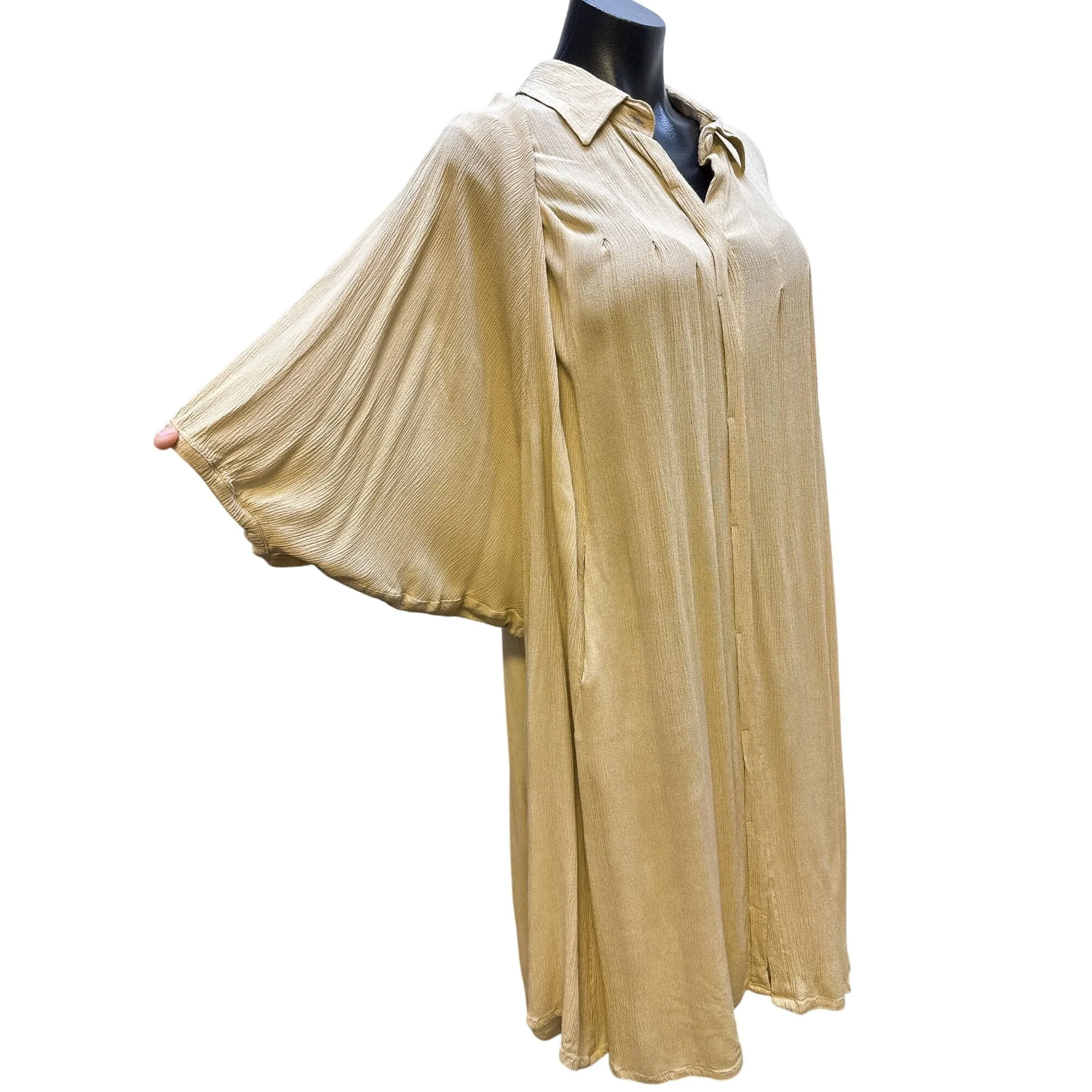 Myrah Penaloza Pale Yellow Shirt Dress One Size