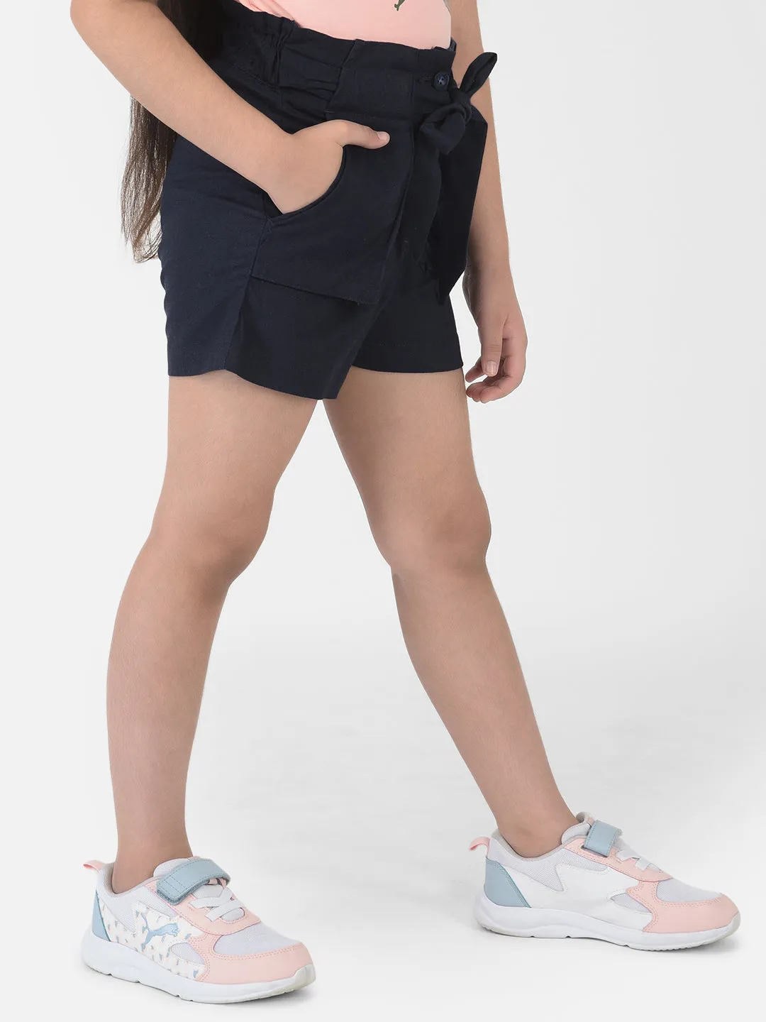 Navy Blue Bow-Tie Shorts