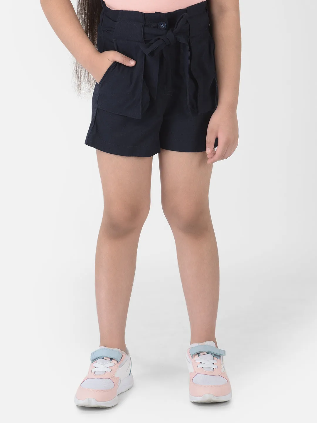 Navy Blue Bow-Tie Shorts