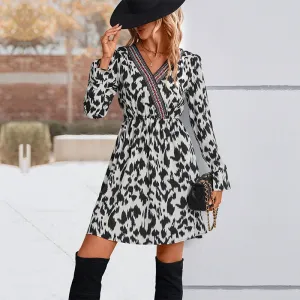 New Arrival Chic Leopard Print European and American Style Maxi Dress