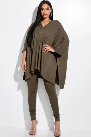 Olive Flowy Top & Leggings Set