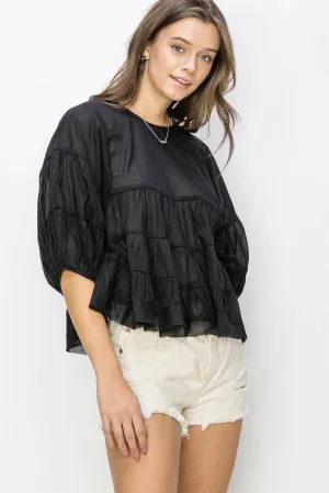 Payton Babydoll Blouse In Black