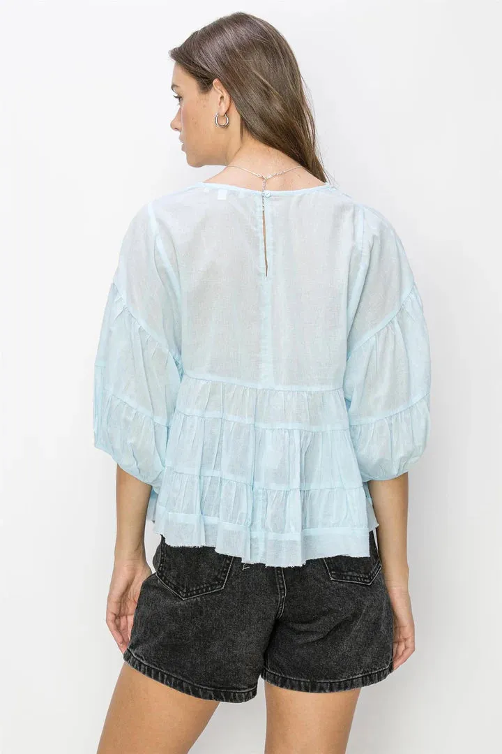 Payton Babydoll Blouse In Blue