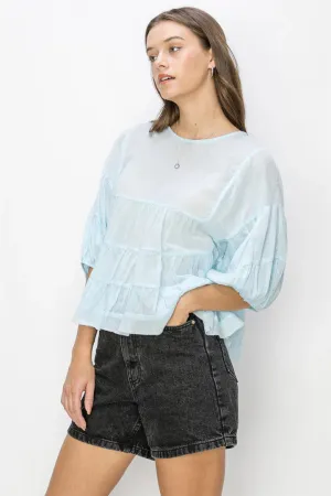 Payton Babydoll Blouse In Blue