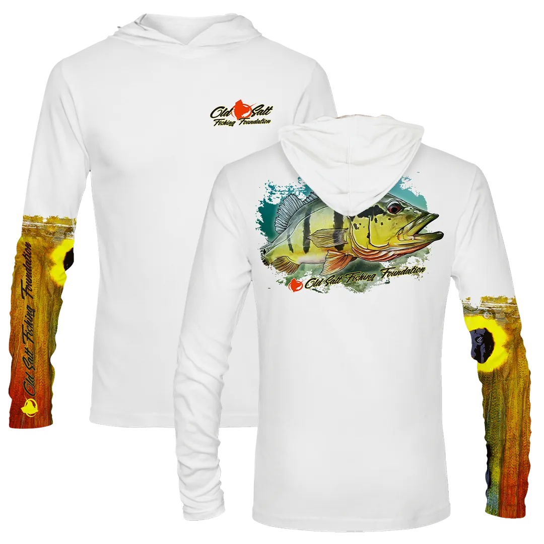 Peacock Bass Long Sleeve Hooded Performance Shirt
