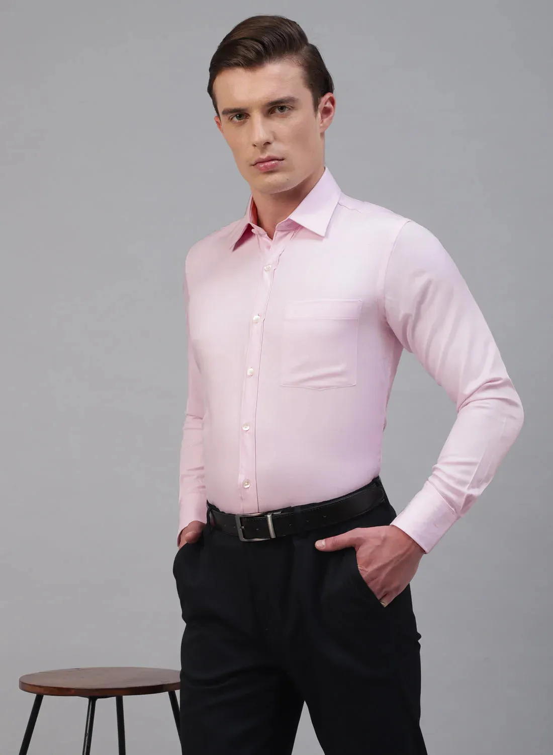 Pink Bamboo Rayon Full Sleeve Shirt