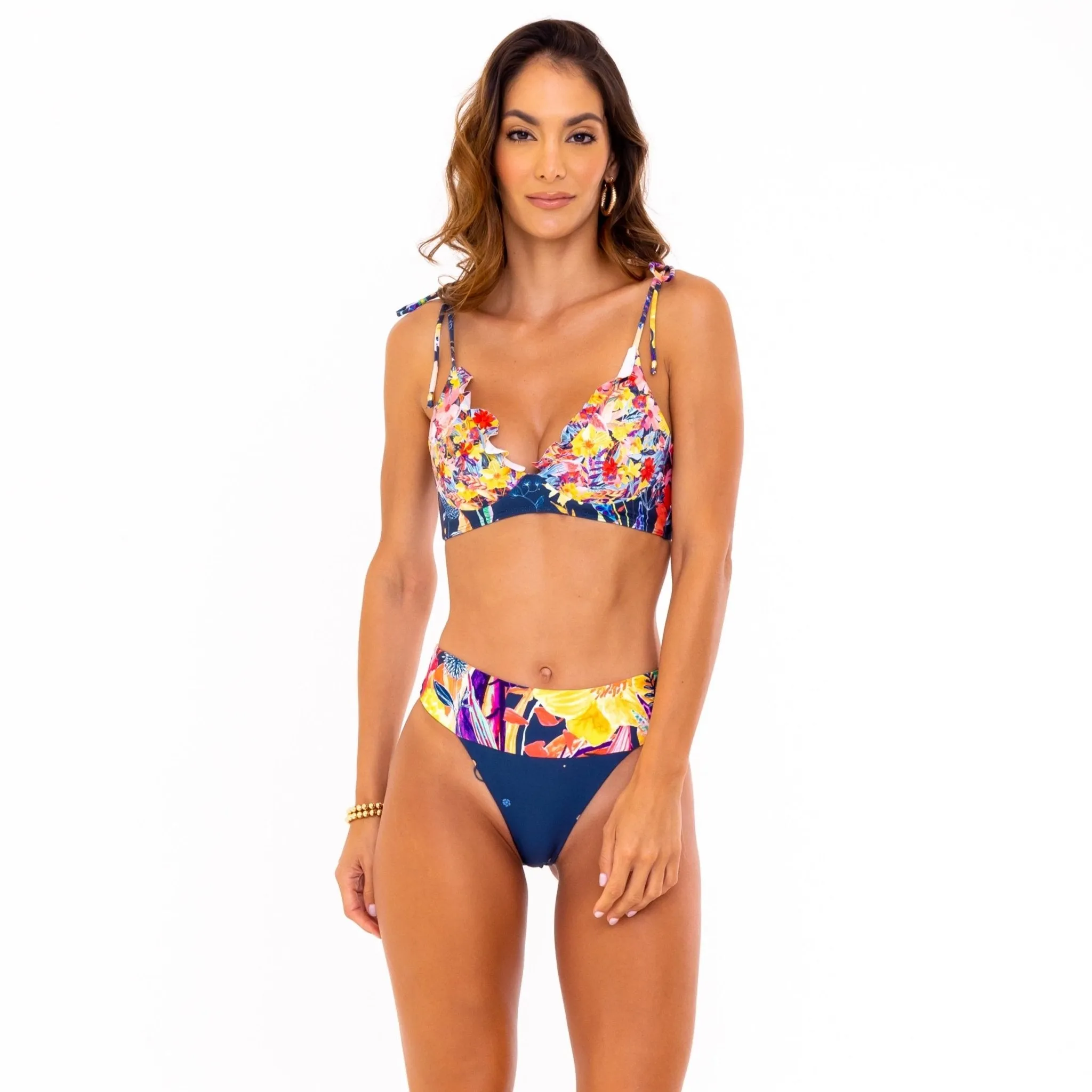 Piper Yellow Floral Bralette Bikini Top