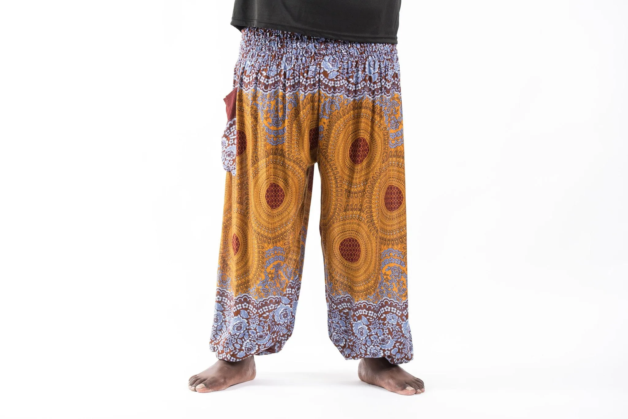 Plus Size Geometric Mandalas Men's Harem Pants in Bronze