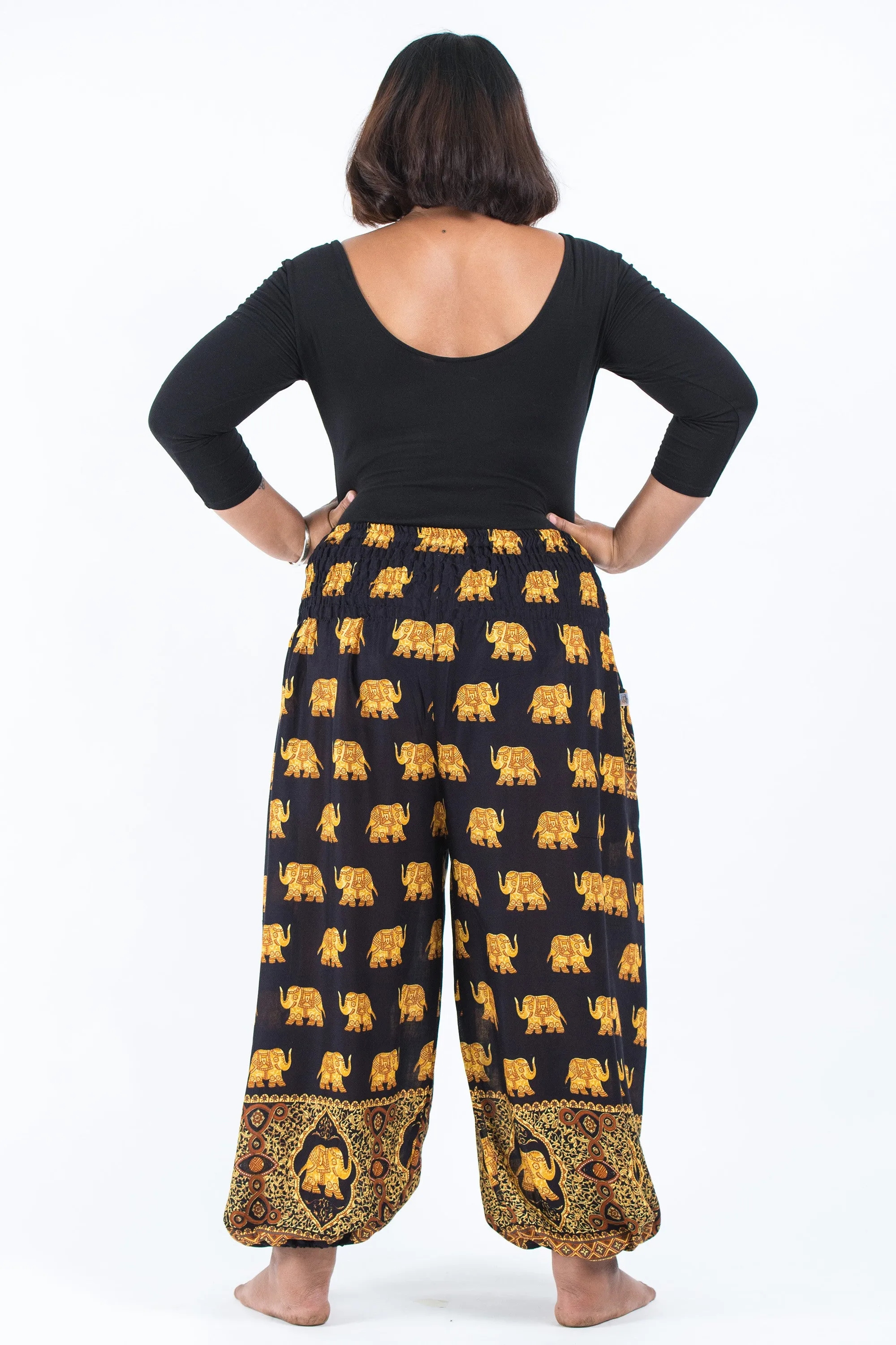 Plus Size Golden Elephant Women's Elephant Pants in Black