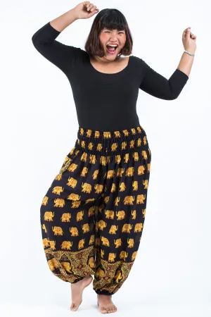 Plus Size Golden Elephant Women's Elephant Pants in Black
