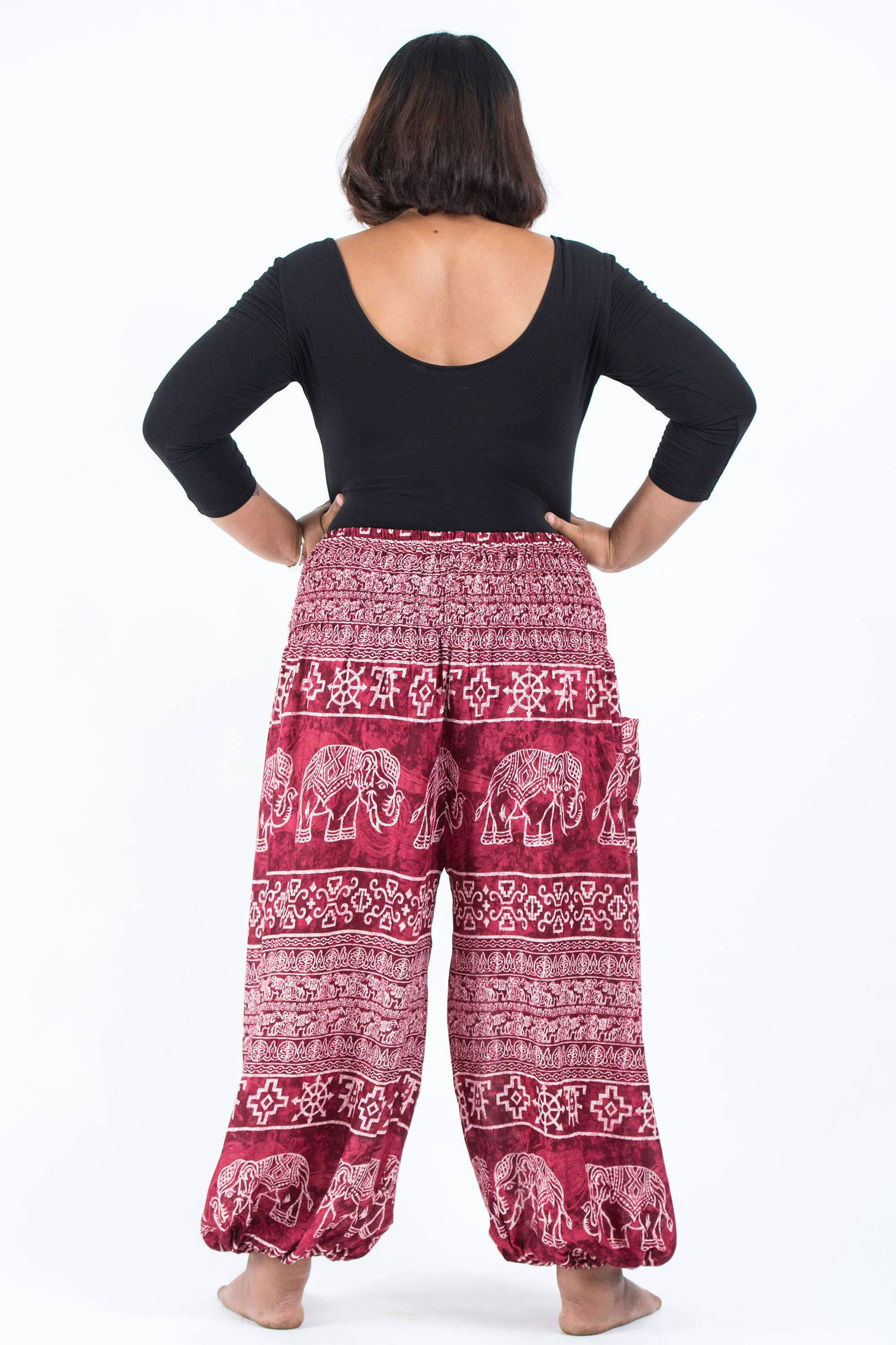 Plus Size Marble Elephant Women's Elephant Pants in Red