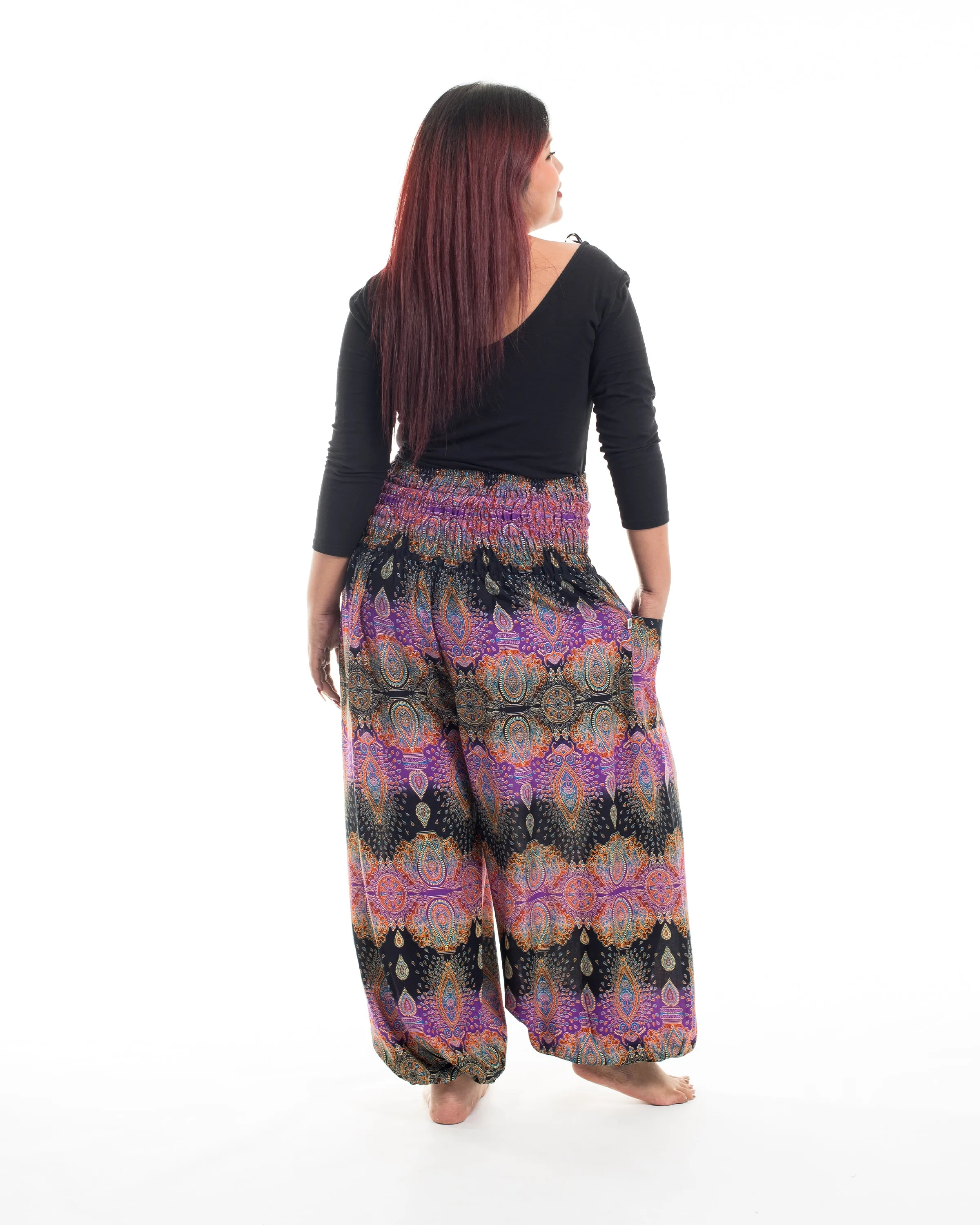 Plus Size Paisley Women's Harem Pants in Purple