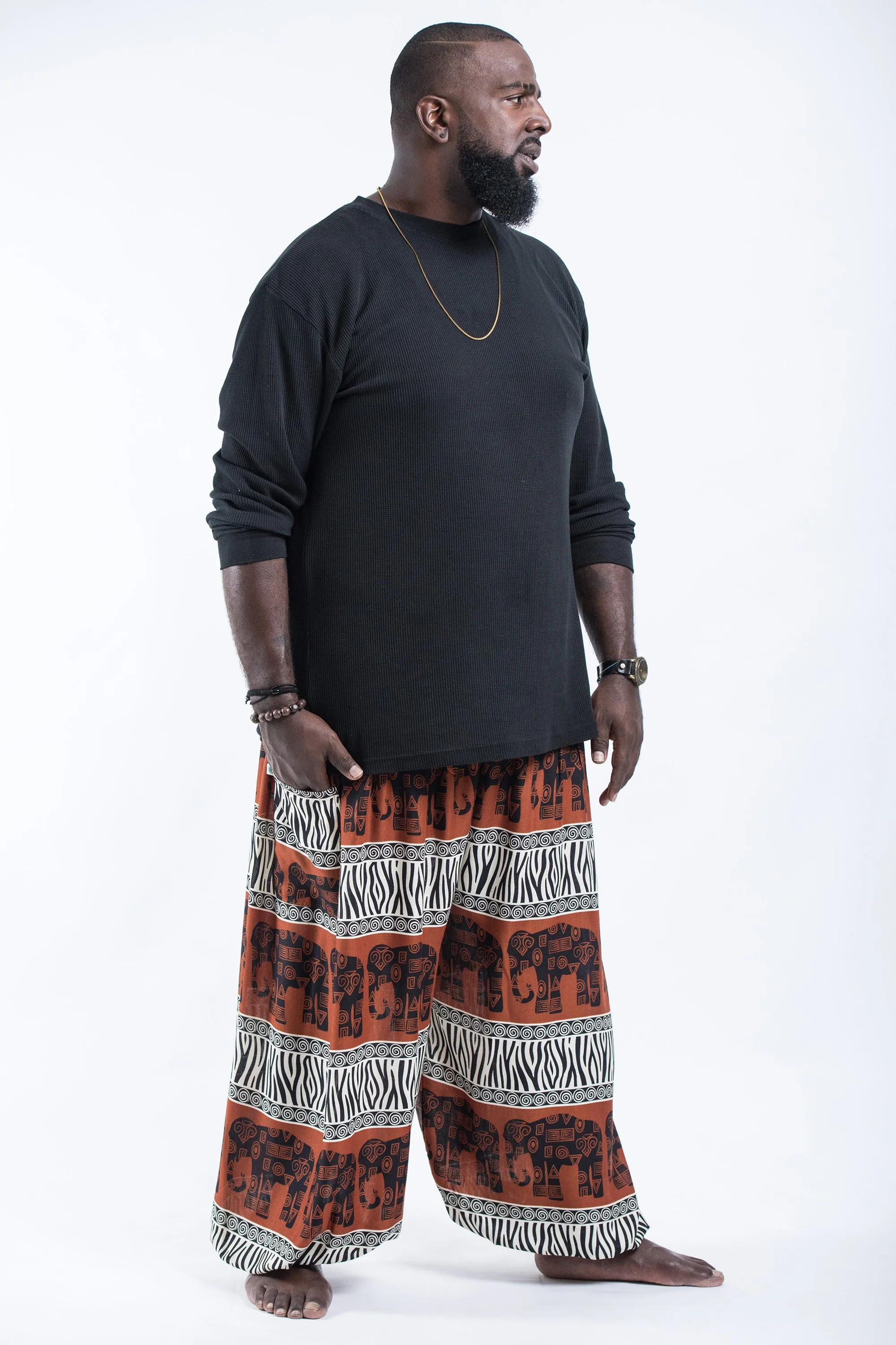 Plus Size Safari Elephant Men's Elephant Pants in Brown
