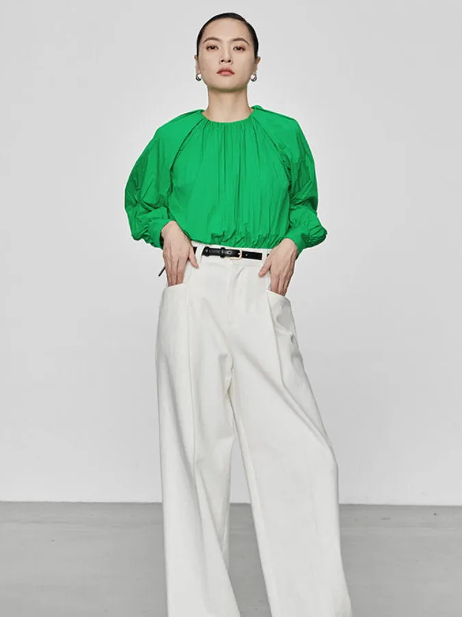 Raglan Sleeve Pleated Blouse HL3983