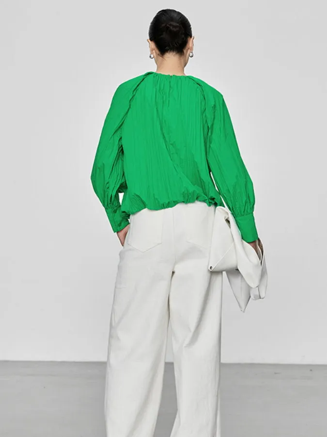 Raglan Sleeve Pleated Blouse HL3983