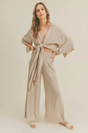 RAYON SMOCKED WAIST PANTS