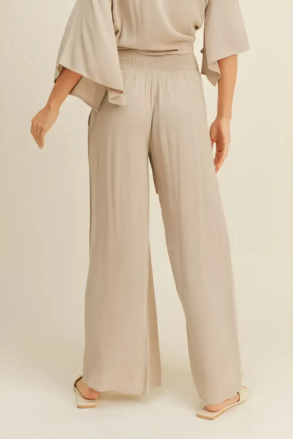 RAYON SMOCKED WAIST PANTS