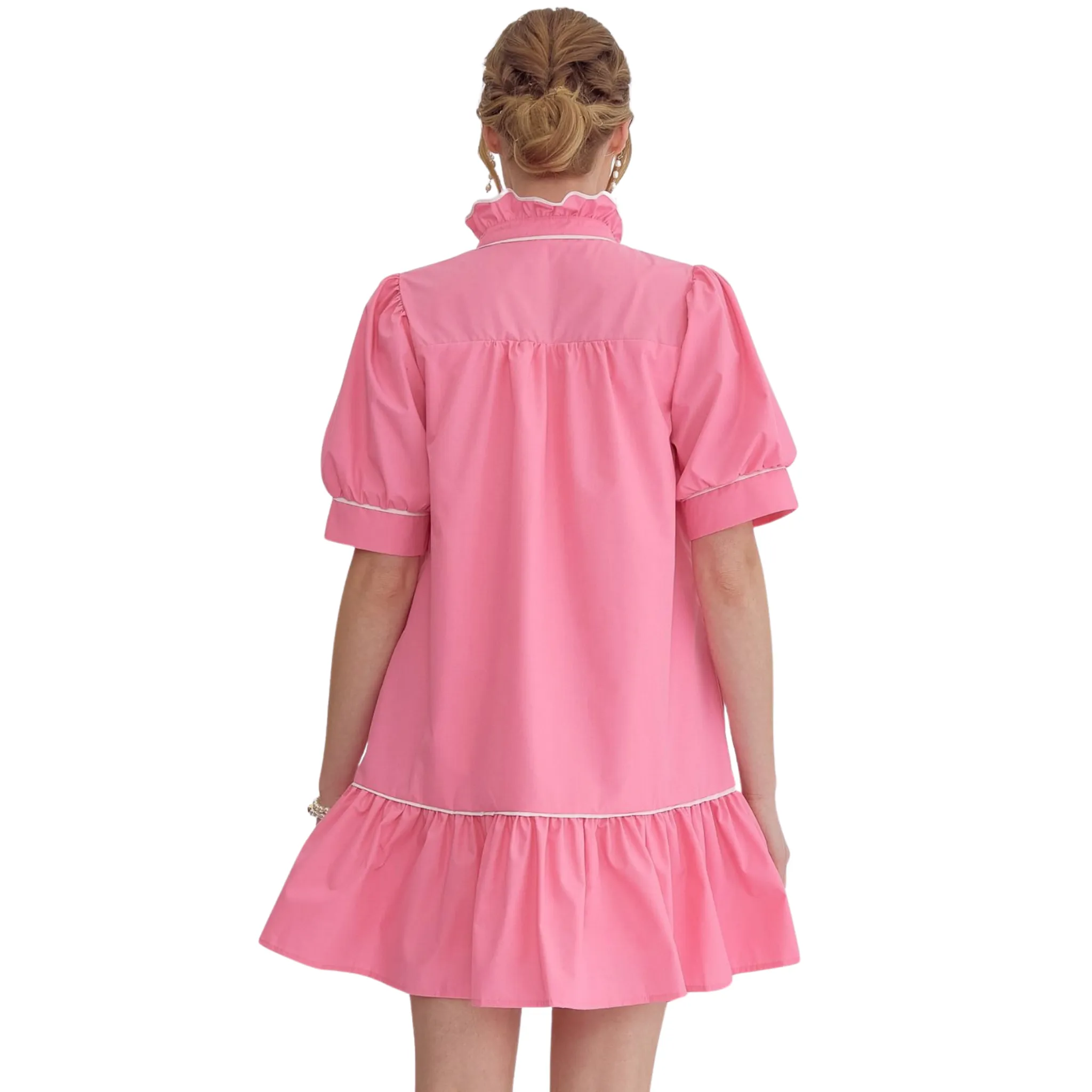 Ruffle Neck Mini Dress