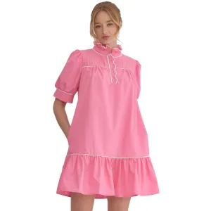 Ruffle Neck Mini Dress