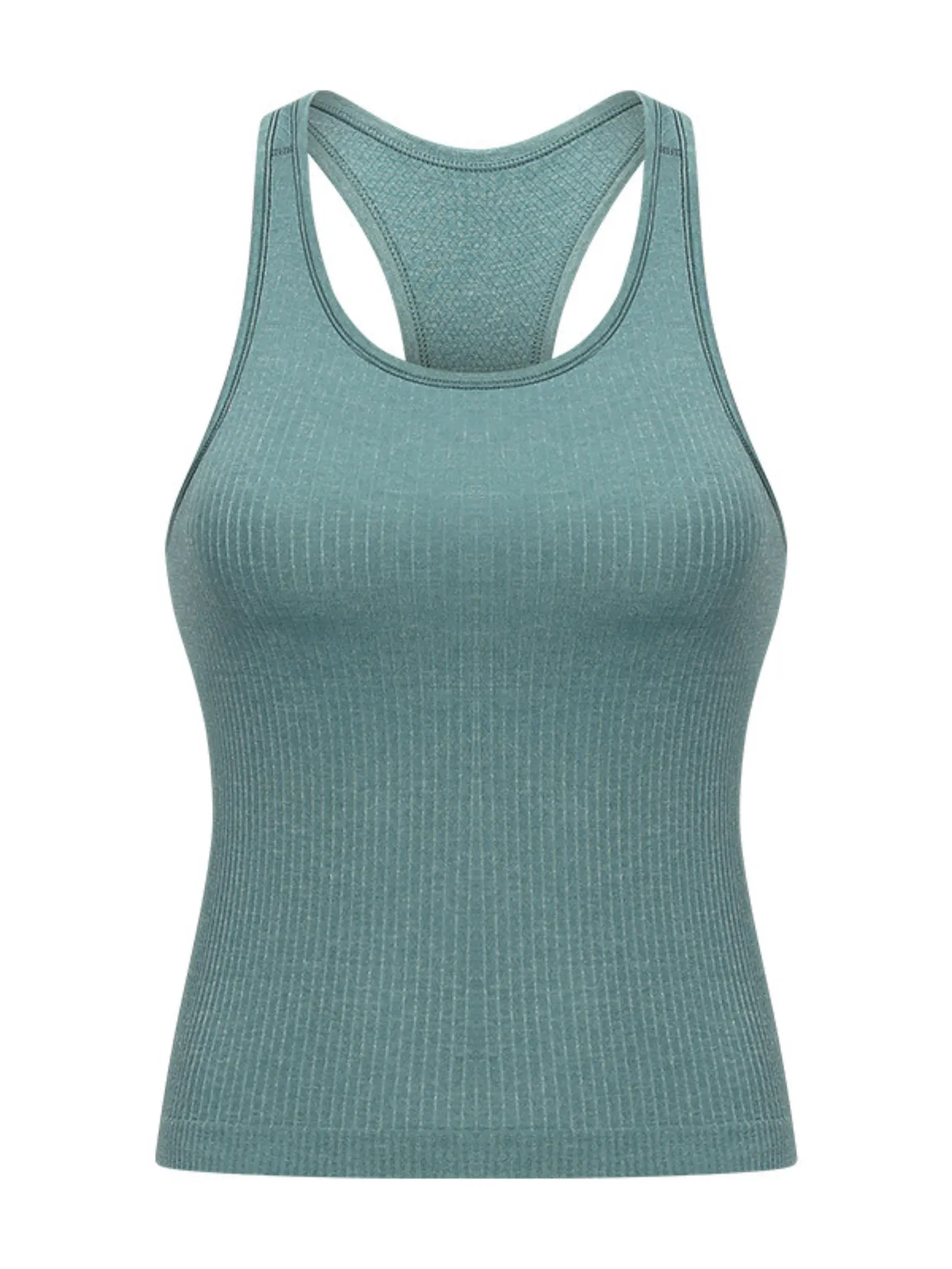 Sea Green Teal "Juliette" Ribbed Racerback Tank with Shelf Bra